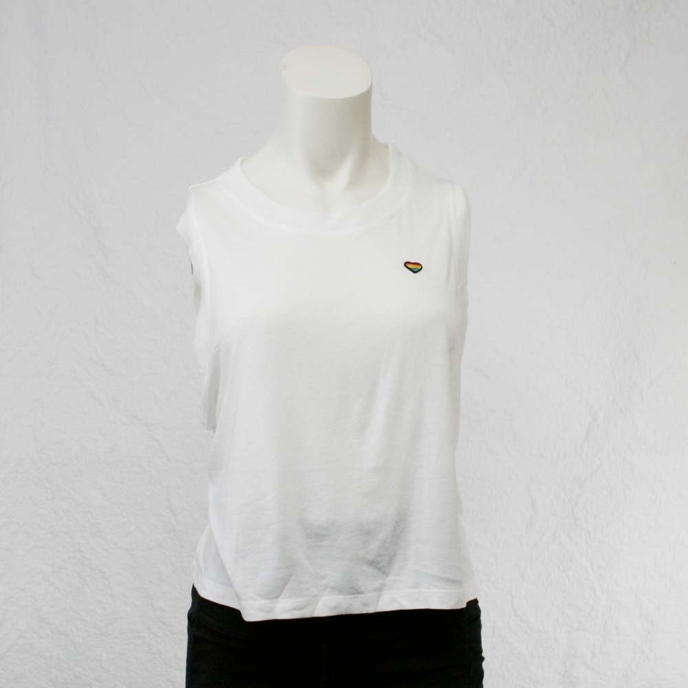 Spiritual Gangster White Box Crop Yoga Tank Top Happy Theme - Womens Size XL